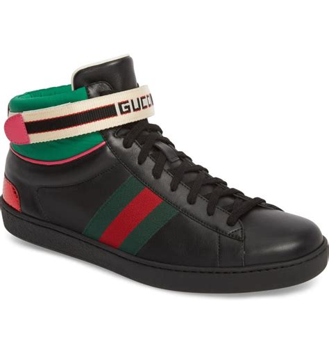 ace sneaker with gucci stripe black|Gucci ace sneakers nordstrom.